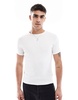 Bershka slim fit ribbed T-shirt in white