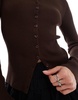 Stradivarius fitted ribbed cardigan in brown