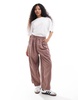 ASOS DESIGN Petite cord balloon pants in mink