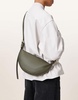 AllSaints leather half moon crossbody bag in military green