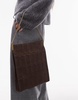 Mango suede square shoulder bag in dark brown