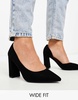 ASOS DESIGN Wide Fit Winston d'Orsay high heeled shoes in black suedette