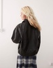 COLLUSION distressed faux leather jacket in brown