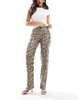 Bershka straight leg faux leather pants in snake print