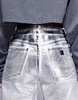 Armani Exchange metallic coated straight leg jeans in silver