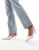 ASOS DESIGN Sharp slingback chain detail kitten heel shoes in white