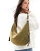 ASOS DESIGN suede scoop shoulder bag in forest green