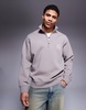 Armani Exchange logo half zip sweatshirt in brown
