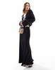 ASOS DESIGN satin bias contrast maxi skirt in black