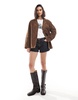 ASOS DESIGN real suede 70s jacket in brown