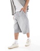 Bershka skater fit denim shorts in gray