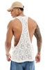 ASOS DESIGN relaxed tank top in beige patterned crochet