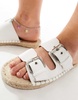 ASOS DESIGN Wide Fit Jada double buckle espadrille sandals in white