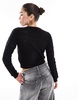 Brave Soul crew neck cardigan with stitch detail in black