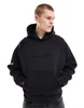 Bershka boxy fit premium hoodie in black