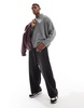 ASOS DESIGN super oversized boxy fit textured knit v neck sweater in gray