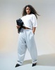 ASOS DESIGN Curve oversized sweatpants with turnback hem detail in gray heather