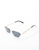 ASOS DESIGN rectangle rimless sunglasses with smoke lens and gold temples