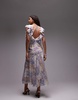 & Other Stories maxi dress with ruffle edging and low back in vintage landscape print