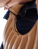 ASOS DESIGN quilted stripe detail scoop shoulder bag in TAN