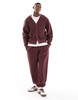 ASOS DESIGN oversized textured cardigan in burgundy - part of a set