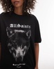 AllSaints Dawn wolf print t-shirt dress in black
