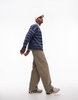 Topman oversized cardigan in abstract pattern in blue