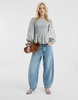 River Island long sleeve shirred top in blue