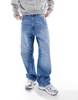Bershka baggy jeans in mid blue