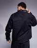 ASOS DESIGN oversized boxy overshirt with faux leather collar in black