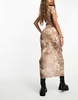 ASOS DESIGN mesh midi skirt in brown renaissance placement print - part of a set