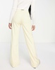 Bershka straight leg split hem tailored pants in sand