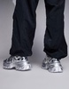 ASOS DESIGN sneakers in silver metallic with chunky soles