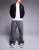 HUGO Blue Mason baggy fit jeans in gray with front seam
