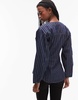 Topshop red stripe cinched denim shirt in indigo