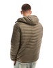Jack & Jones packable padded jacket with hood in brown