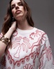 Topshop premium oversized embroidered vacation tee in white
