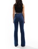 ASOS DESIGN sculpting super stretch flare jeans in dark blue