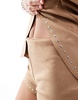 ASOS DESIGN faux suede hot pant short with studding in camel - part of a set