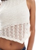 Bershka crochet tie back top in ecru