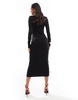 French Connection cozy knit crew neck midi pencil dress in black