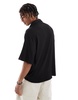 Bershka knit textured shirt in black