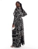 ASOS DESIGN Curve long sleeve allover fringe embellished maxi dress in black