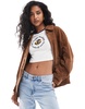 ASOS DESIGN real suede oversized bomber jacket in tan