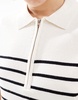 Brave Soul cropped knit t-shirt with collar in cream and black stripe
