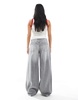 Bershka Petite high waist wide leg jeans in gray