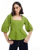 ASOS DESIGN square neck seam detail corset top in olive green