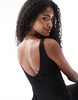 Bershka shaping plunge neck midaxi dress in black