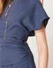 ASOS DESIGN linen look open back and ruched detail jumpsuit in navy