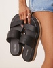 Calvin Klein double strap espadrille slides in black